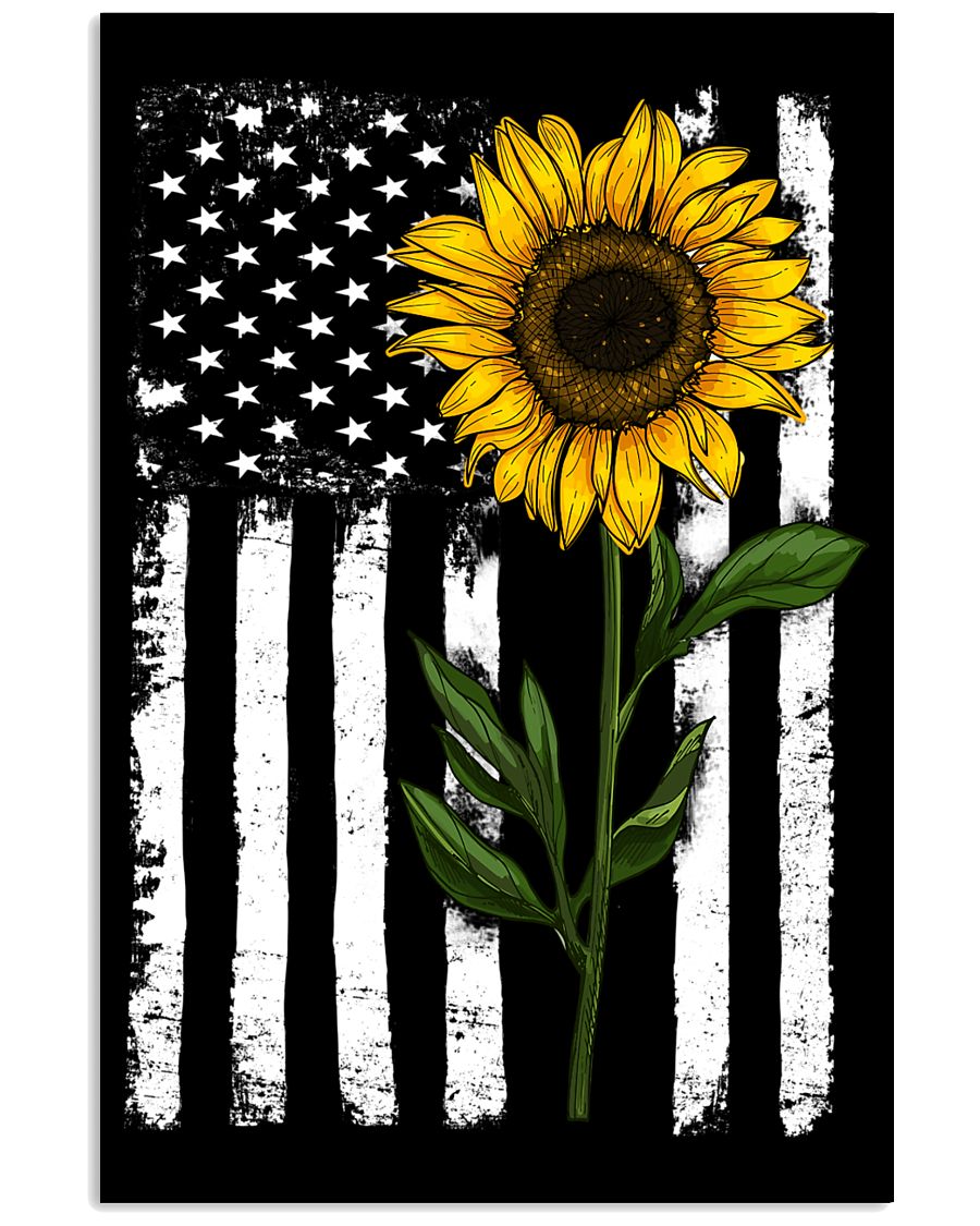 American Flag Sunflower 16x24 Poster