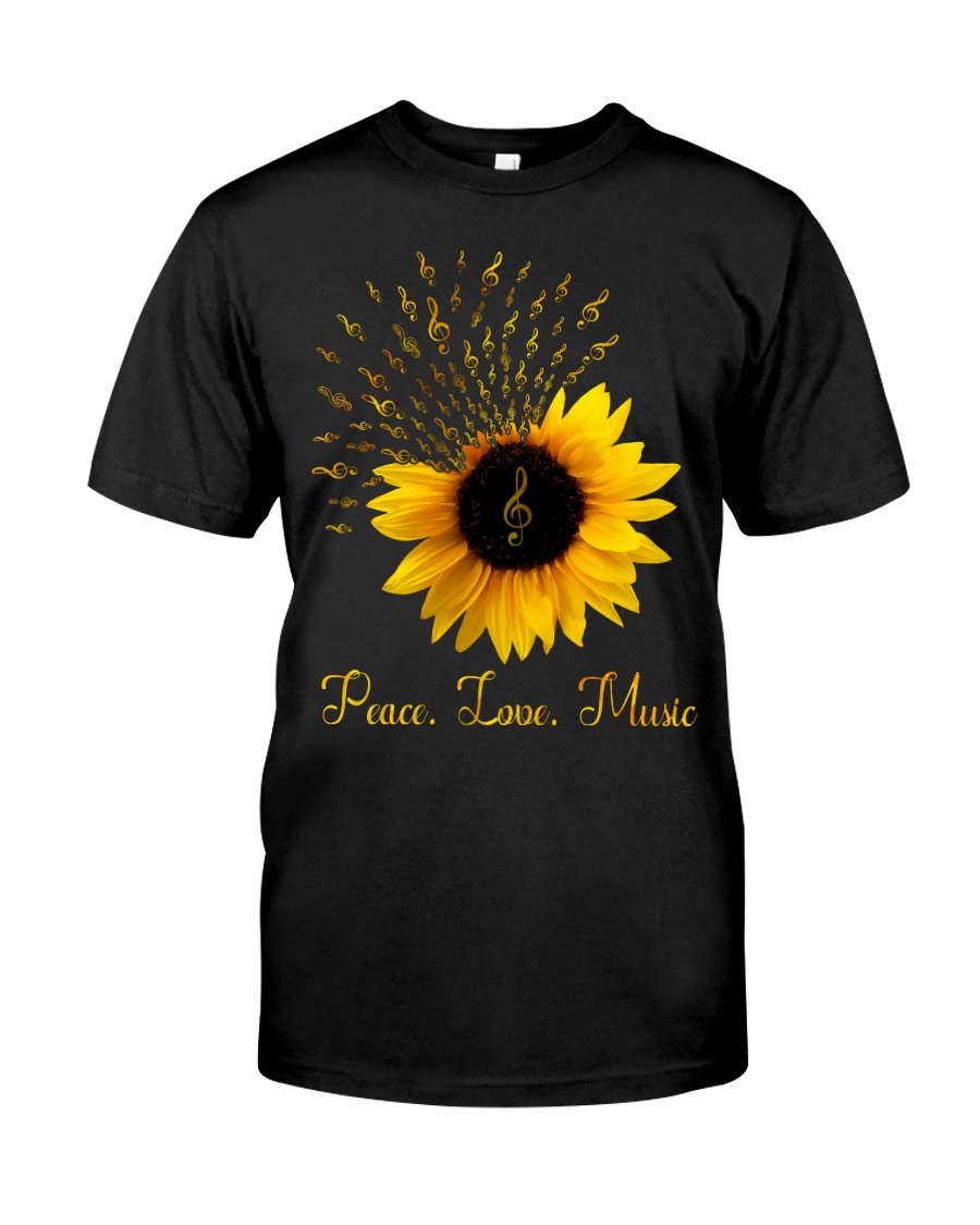Peace Love Music Sunflower Classic T-Shirt