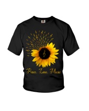 Peace Love Music Sunflower Youth T-Shirt thumbnail