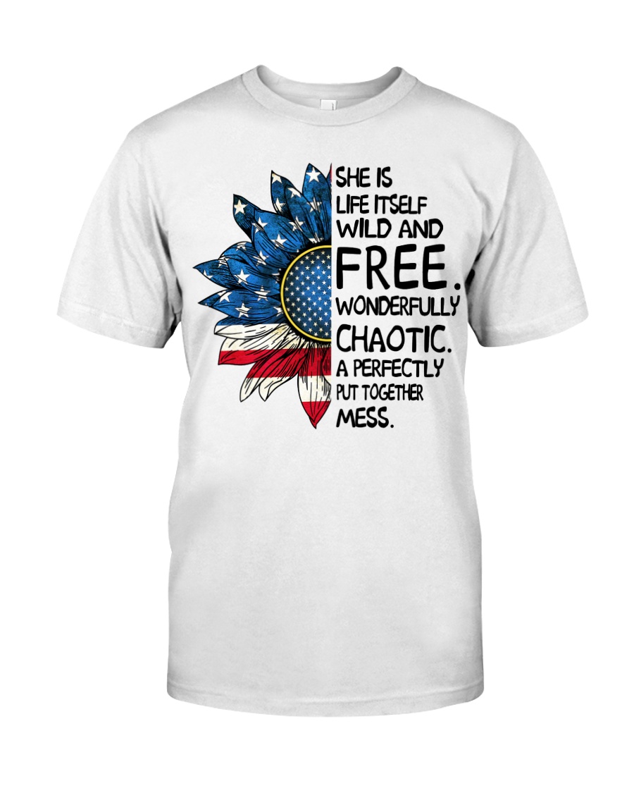 She Is Life Itself American Flag Sunflower Classic T-Shirt