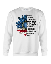 She Is Life Itself American Flag Sunflower Crewneck Sweatshirt thumbnail