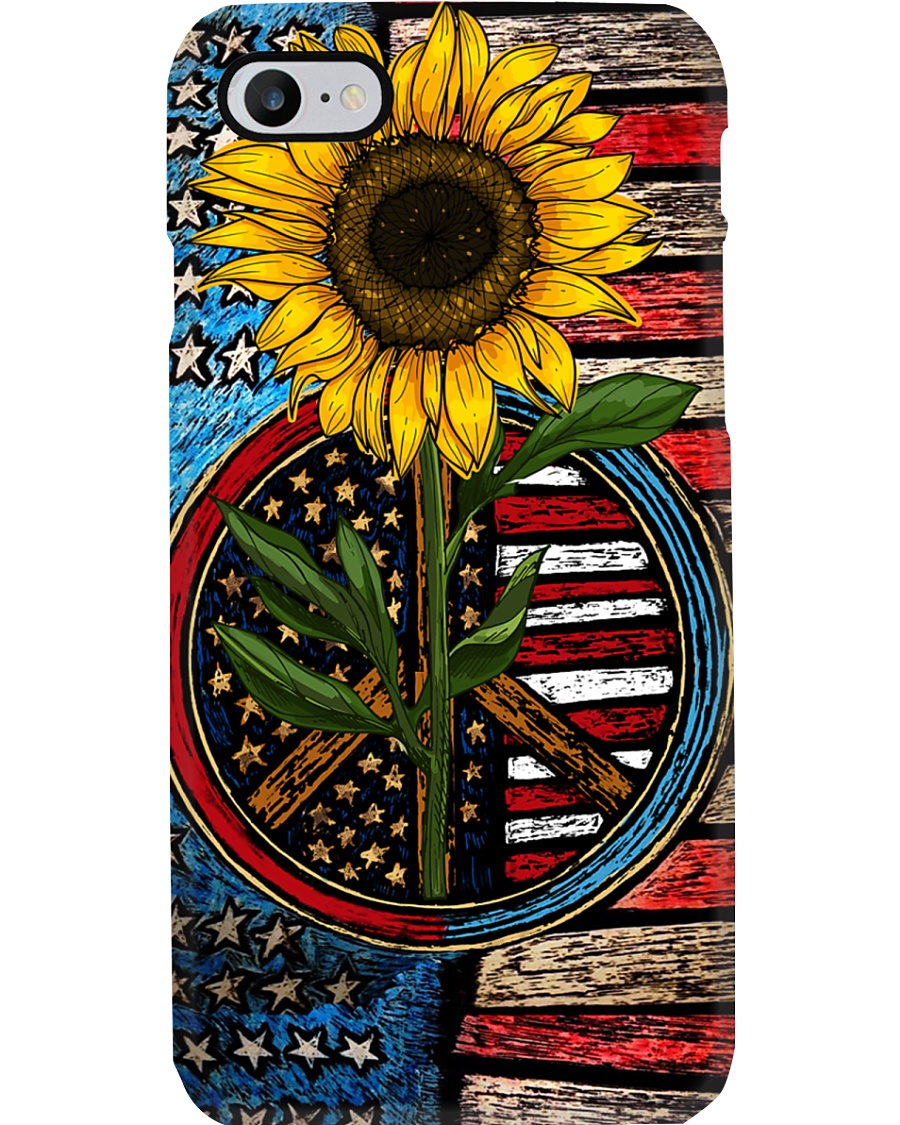 American Flag Sunflower Peace Phone Case