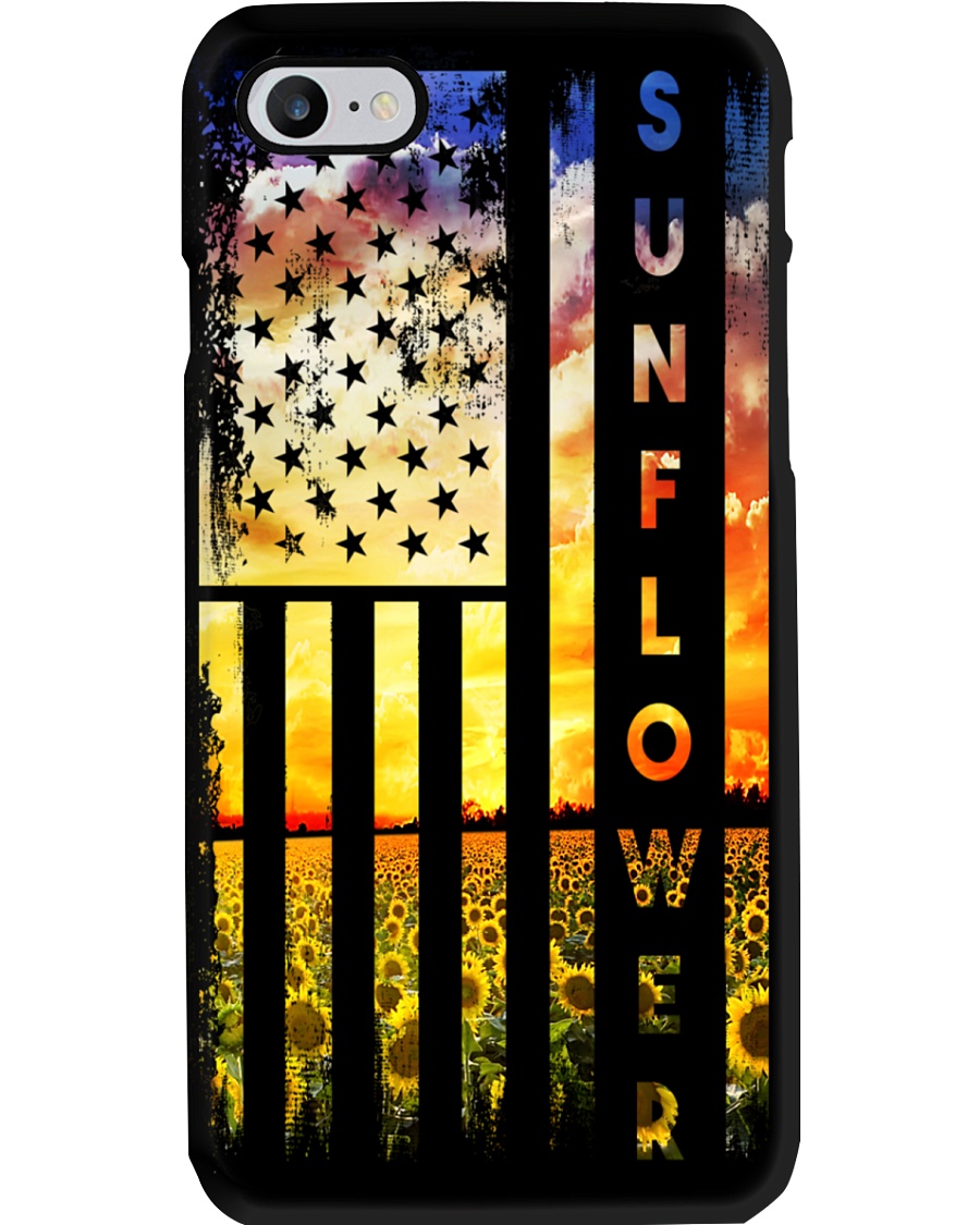 Sunflower Amrican Flag 4th July Back Phone Case