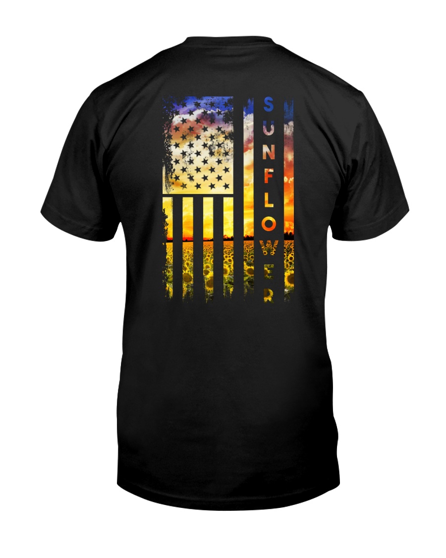 Sunflower Amrican Flag 4th July Back Classic T-Shirt