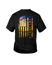 Sunflower Amrican Flag 4th July Back Youth T-Shirt thumbnail