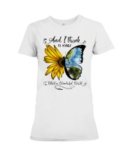 What A Wonderful World Sunflower Premium Fit Ladies Tee thumbnail