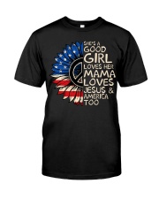 She's A Good Girl American Flag Sunflower Classic T-Shirt front