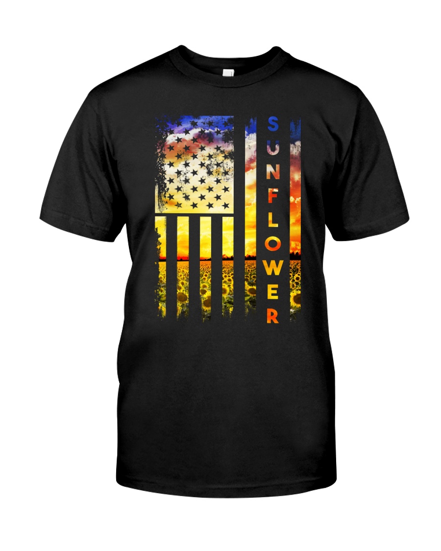 Sunflower American Flag Front No2 Classic T-Shirt