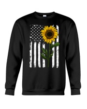 American Flag Sunflower Hippie Distressed No2 Crewneck Sweatshirt thumbnail