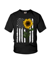 American Flag Sunflower Hippie Distressed No2 Youth T-Shirt thumbnail