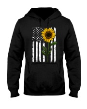 American Flag Sunflower Hippie Distressed No2 Hooded Sweatshirt thumbnail