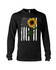 American Flag Sunflower Hippie Distressed No2 Long Sleeve Tee thumbnail