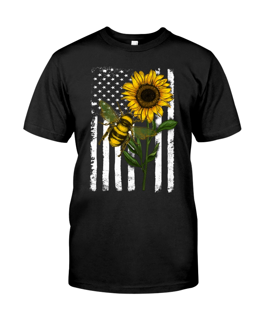 American Flag Sunflower Bee Classic T-Shirt