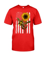 American Flag Sunflower Bee Classic T-Shirt front