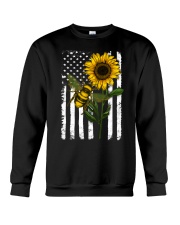 American Flag Sunflower Bee Crewneck Sweatshirt thumbnail
