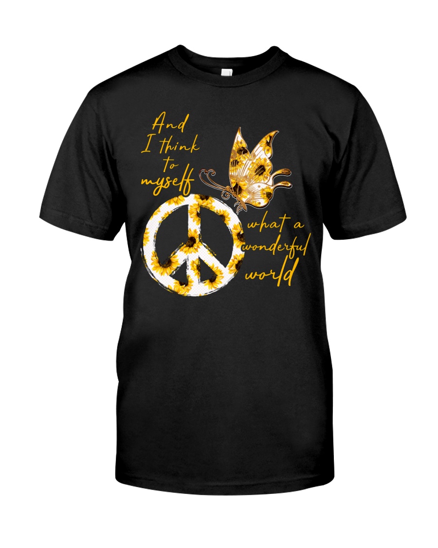 What A Wonderful World Butterfly Sunflower Classic T-Shirt