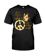 What A Wonderful World Butterfly Sunflower Classic T-Shirt front