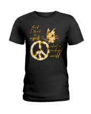What A Wonderful World Butterfly Sunflower Ladies T-Shirt thumbnail