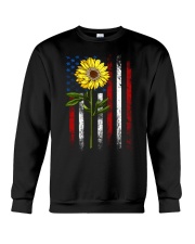 American Flag Sunflower Blue Star Red Line Crewneck Sweatshirt thumbnail