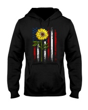 American Flag Sunflower Blue Star Red Line Hooded Sweatshirt thumbnail