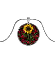 Sunflower And Roses Metallic Circle Necklace tile