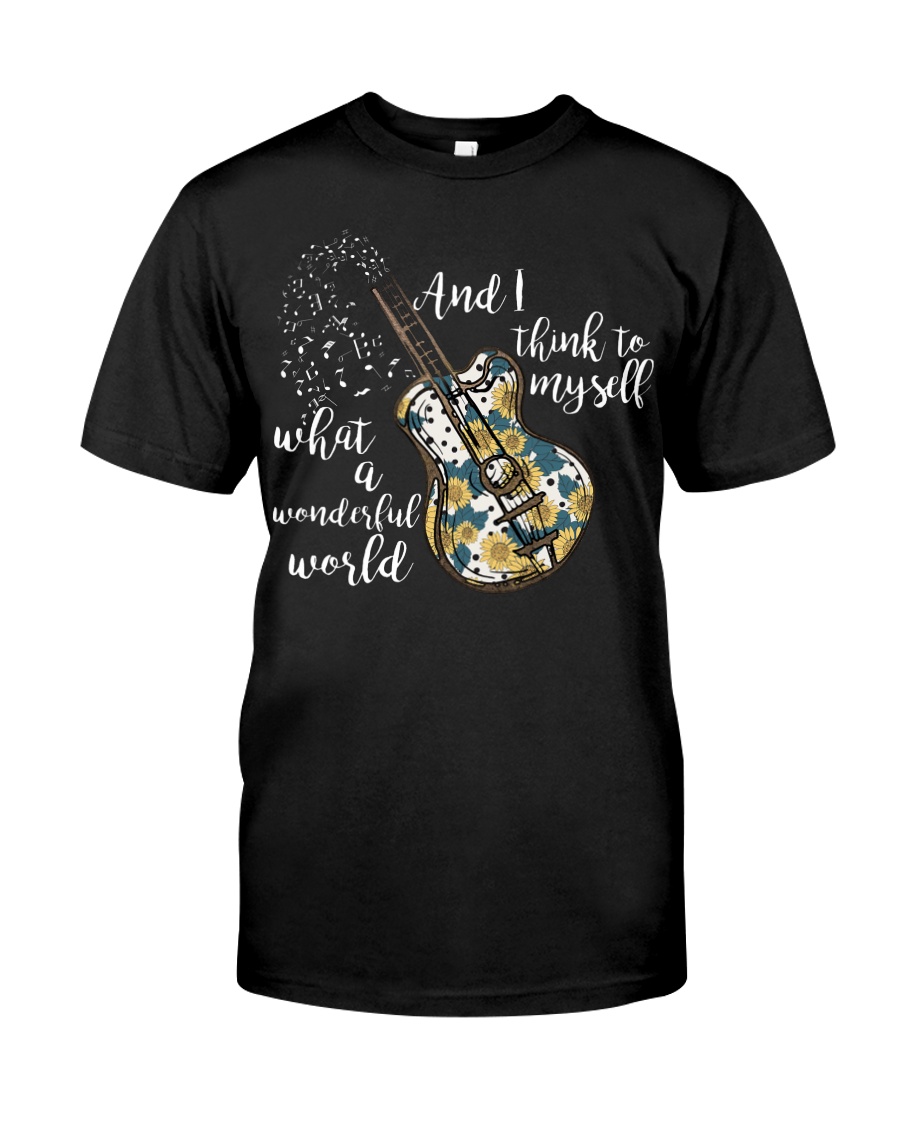 What A Wonderful World Sunflower Guitar Classic T-Shirt