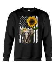 American Flag Sunflower Elephant Crewneck Sweatshirt thumbnail
