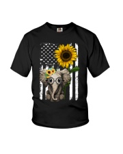 American Flag Sunflower Elephant Youth T-Shirt thumbnail