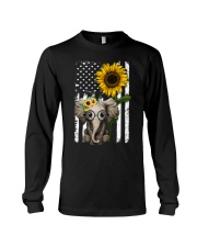 American Flag Sunflower Elephant Long Sleeve Tee thumbnail