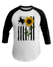 American Flag Sunflower Texas Baseball Tee thumbnail