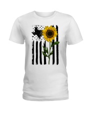 American Flag Sunflower Texas Ladies T-Shirt thumbnail