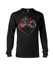 Butterfly Love Sunflower American Flag Long Sleeve Tee thumbnail