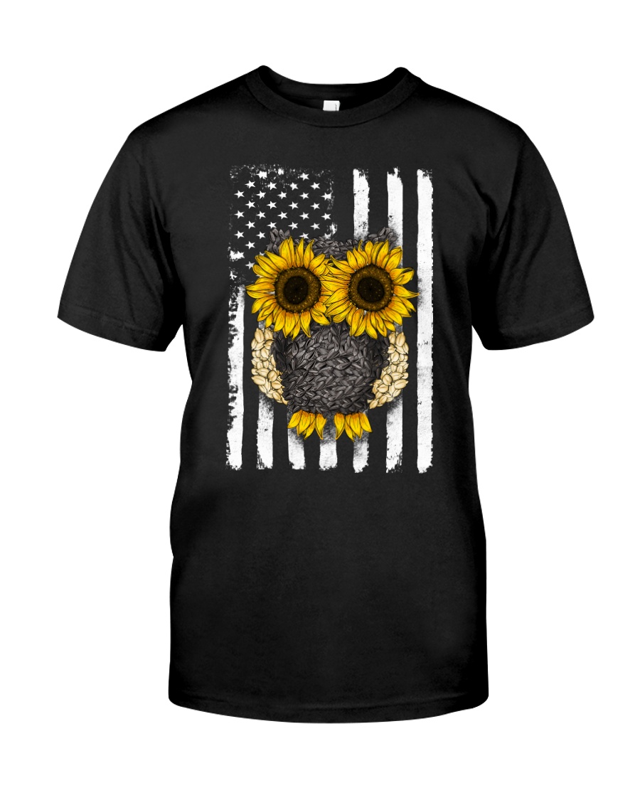 American Flag Sunflower Owl Classic T-Shirt