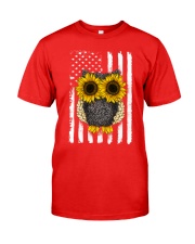 American Flag Sunflower Owl Classic T-Shirt front