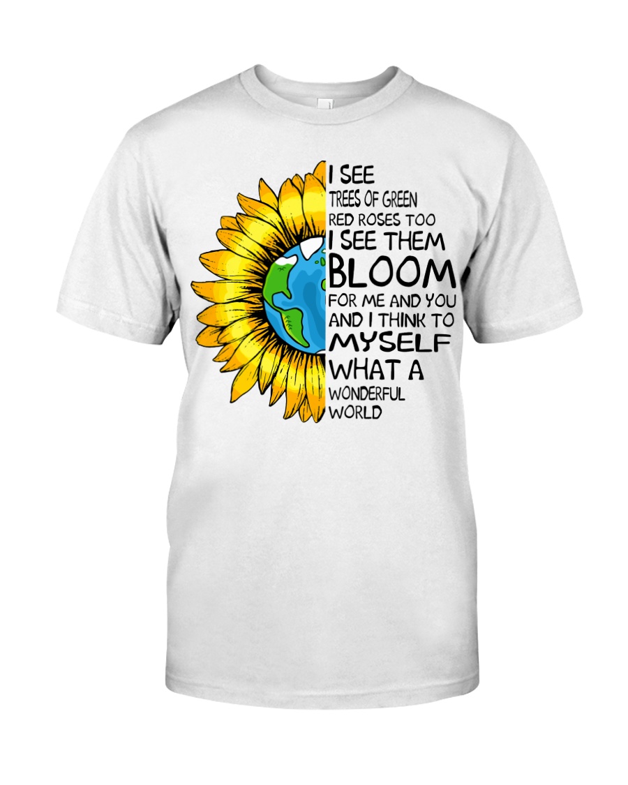 What A Wonderful World Sunflower Earth Classic T-Shirt