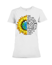 What A Wonderful World Sunflower Earth Premium Fit Ladies Tee thumbnail