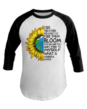 What A Wonderful World Sunflower Earth Baseball Tee thumbnail
