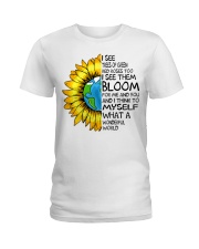 What A Wonderful World Sunflower Earth Ladies T-Shirt thumbnail
