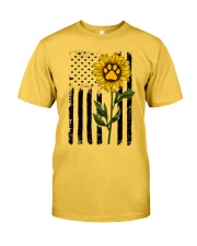 American Flag Sunflower Paw Classic T-Shirt front