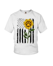 American Flag Sunflower Paw Youth T-Shirt thumbnail