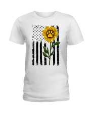 American Flag Sunflower Paw Ladies T-Shirt thumbnail