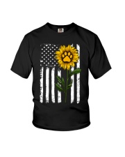 American Flag Sunflower Paw Youth T-Shirt thumbnail