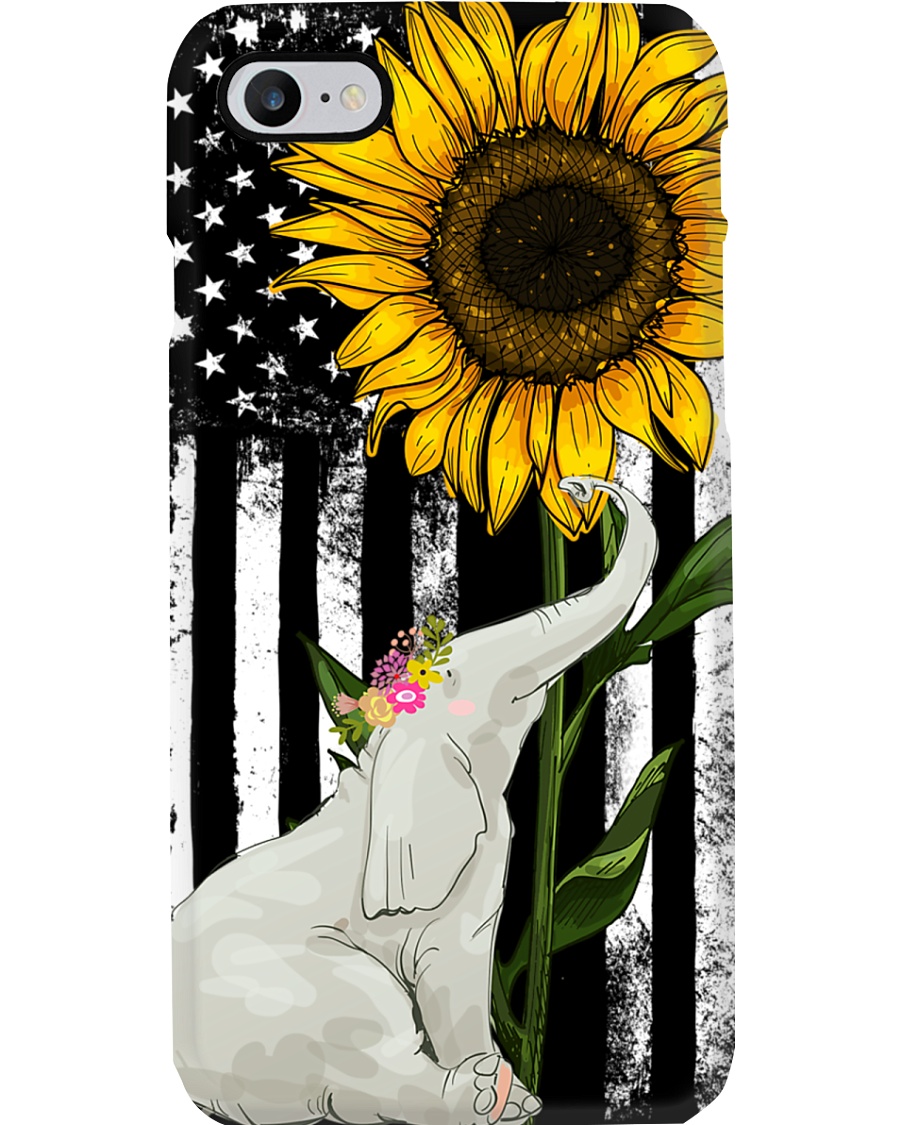 American Flag Sunflower Elephant Phone Case