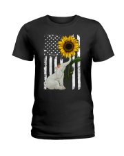 American Flag Sunflower Elephant Ladies T-Shirt thumbnail