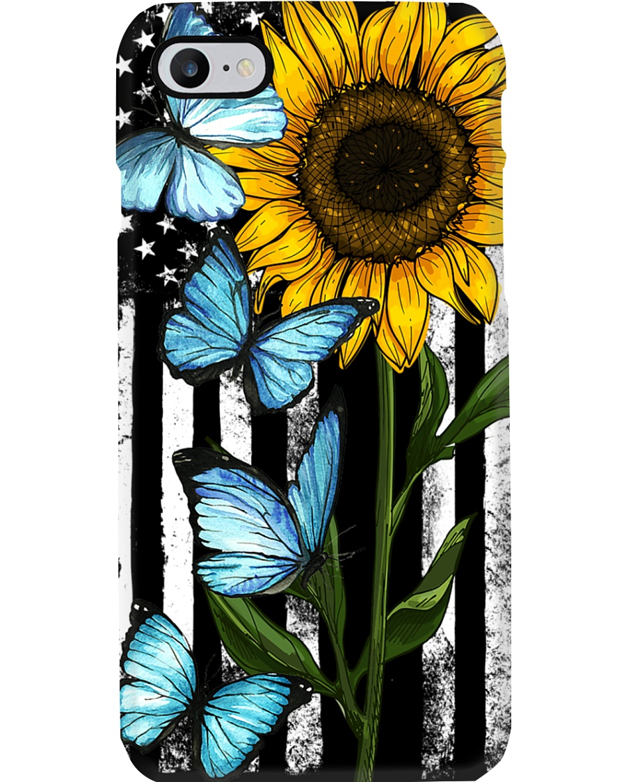 American Flag Sunflower Butterfly Phone Case