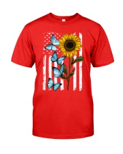 American Flag Sunflower Butterfly Classic T-Shirt front