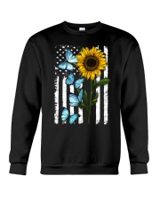 American Flag Sunflower Butterfly Crewneck Sweatshirt thumbnail