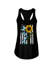 American Flag Sunflower Butterfly Ladies Flowy Tank thumbnail
