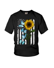 American Flag Sunflower Butterfly Youth T-Shirt thumbnail