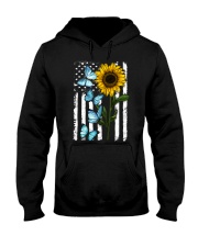 American Flag Sunflower Butterfly Hooded Sweatshirt thumbnail